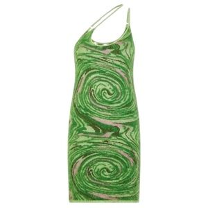 House of Sunny Hot Springs Hockney Mini Dress in Grass, Small, NWT